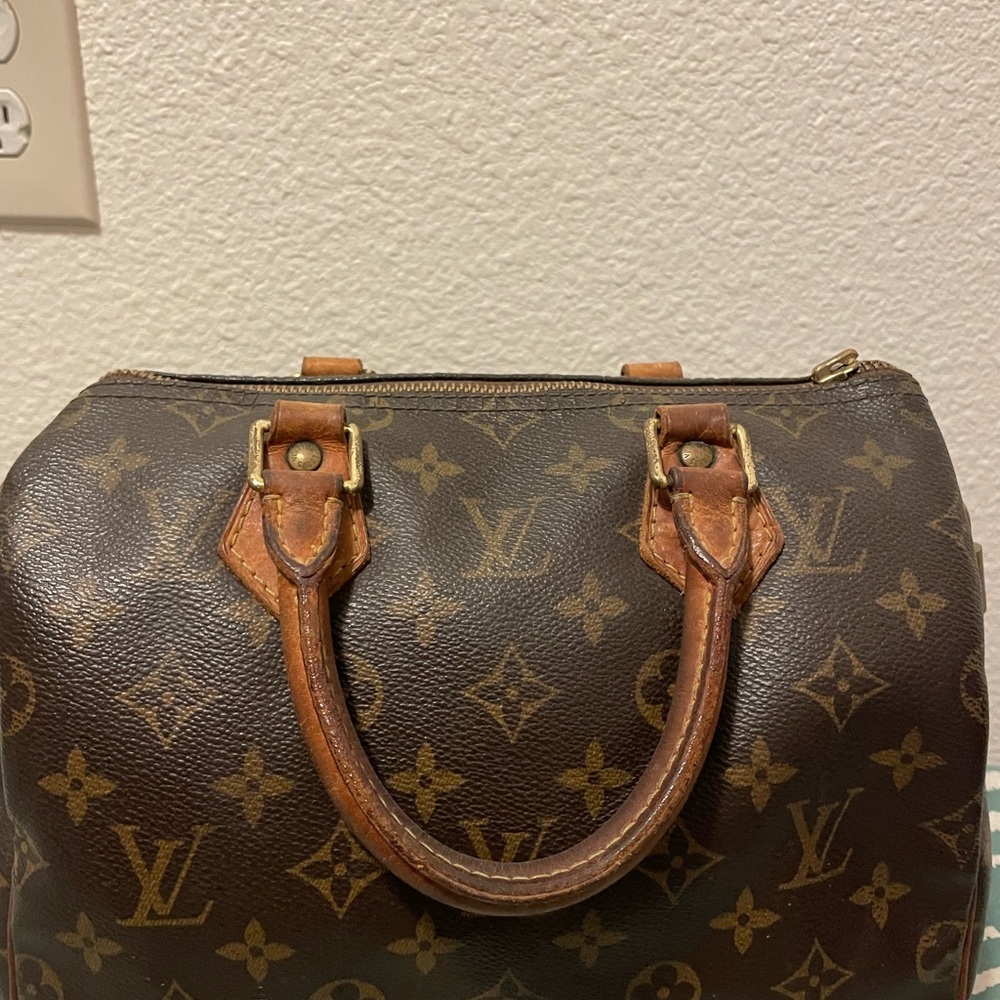 Louis Vuitton Brown Satchel with Iconic Monogram Design